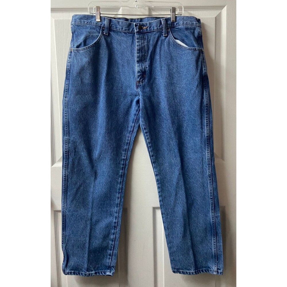 Rustler Denim Work jeans Mens 38 x 29 all Cotton Straight Leg 5 Pocket Med Wash